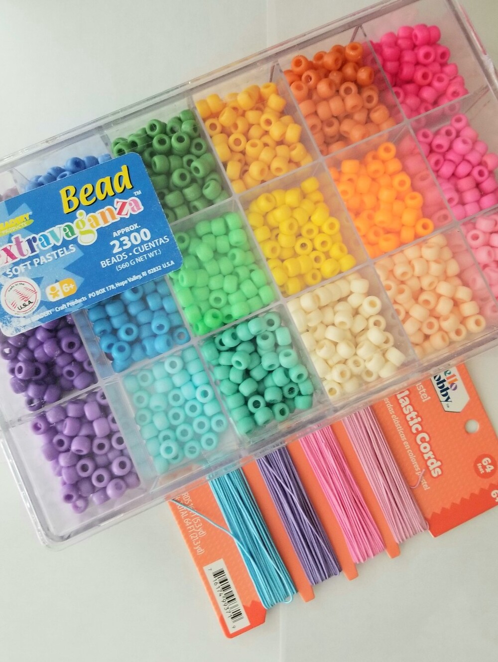 ❗Colorful Pastel Thick Beads and Colorful Elastic Cords❗